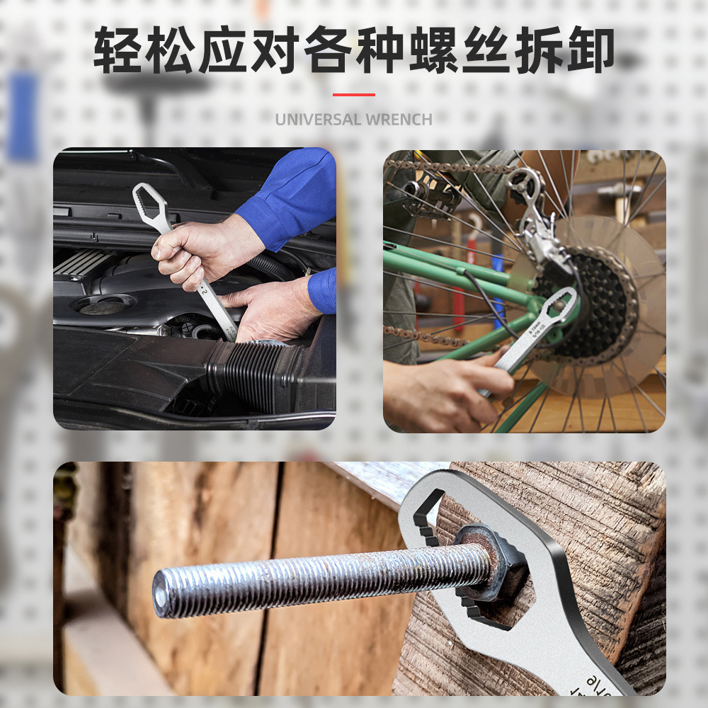 Double-head box dual-purpose self-tightening wrench, industrial-grade multi-purpose universal quick wrench, labor-saving dumb wrench tool set details Picture