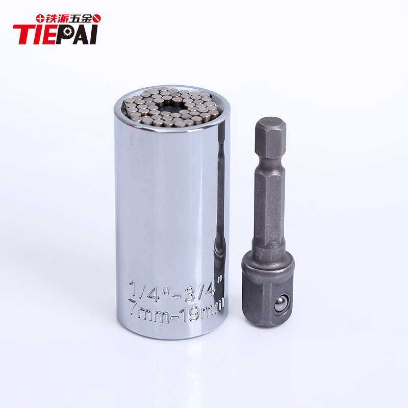 Wholesale of multi-purpose sleeve, multi-functional ratchet 7-19 three-piece set, 3/8 connecting rod alloy rofan steel magic sleeve full figure