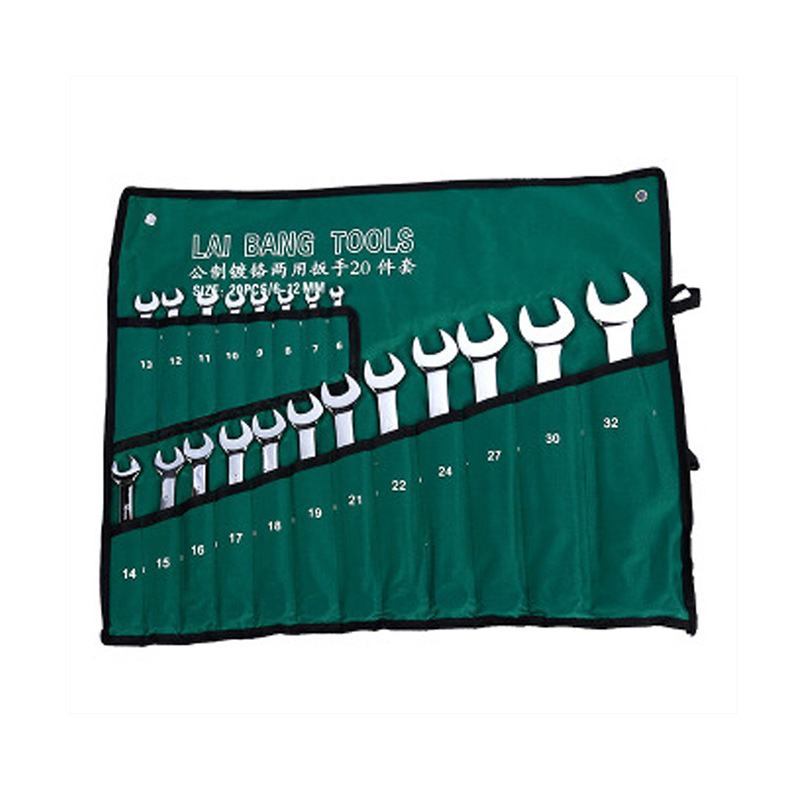 Metric chrome-plated dual-purpose wrench set, fixed wrench 8/10/14/15/20 piece set of hardware tool wrenches Item Picture