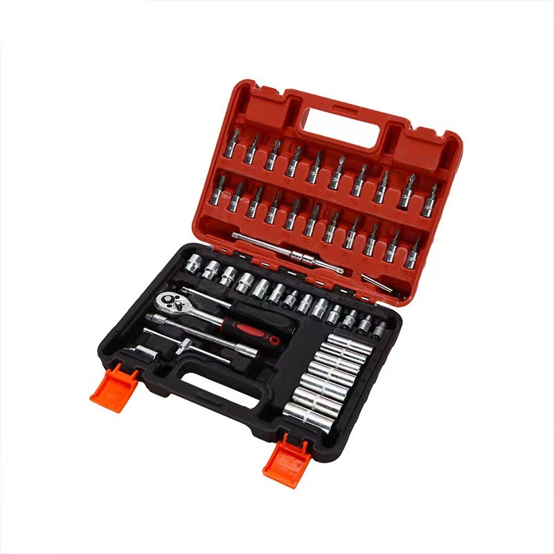 53-piece set tool 1/4 small flying rod ratchet quick wrench socket auto repair machine repair set tool box Item Picture