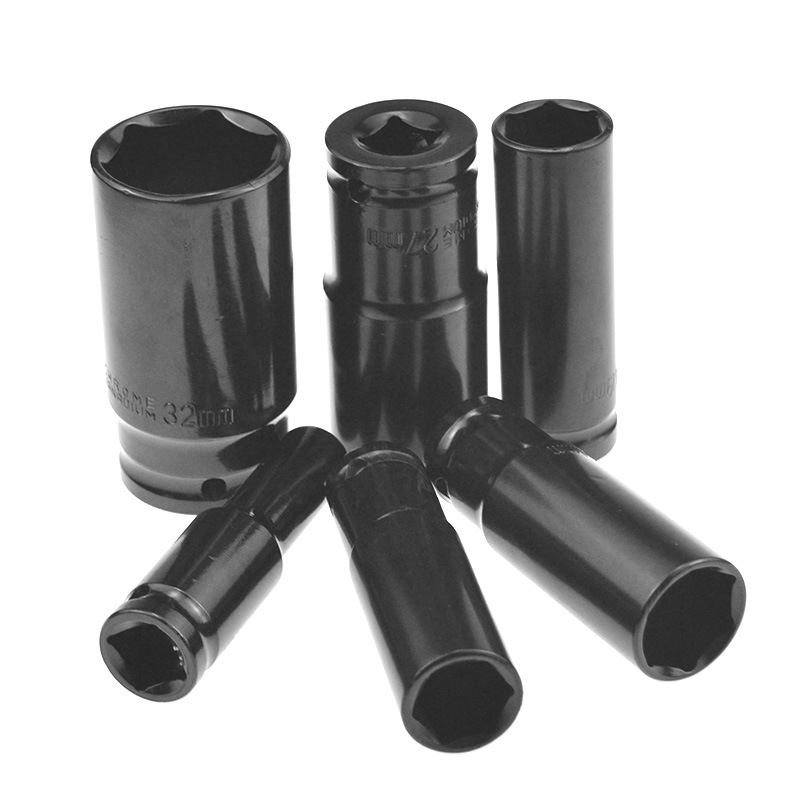 The socket of the lithium battery socket electric wrench is blackened, 78 long hexagonal screw socket, 1/2 tire disassembly socket Item Picture