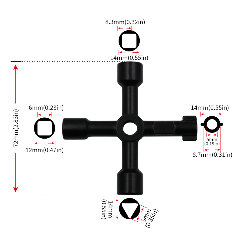 Multi-purpose electric control cabinet, triangular key wrench, elevator water meter valve, cross-shaped square hole key details Picture
