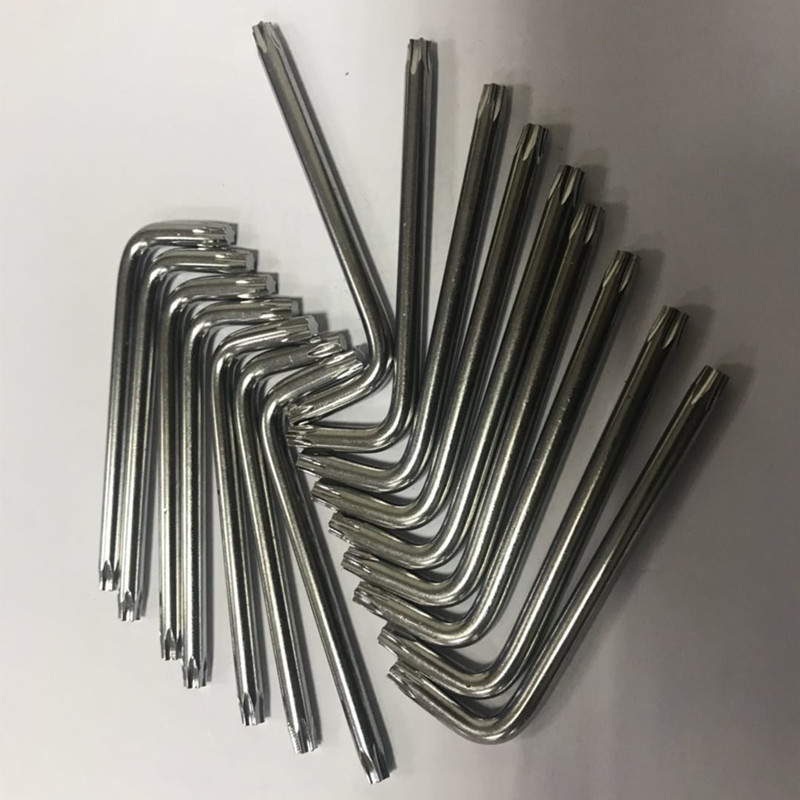 The manufacturer produces and sells medium and high carbon steel hardened and quenched L-shaped double-ended star-shaped wrenches with a diameter of T25*24*73*4.8 full figure
