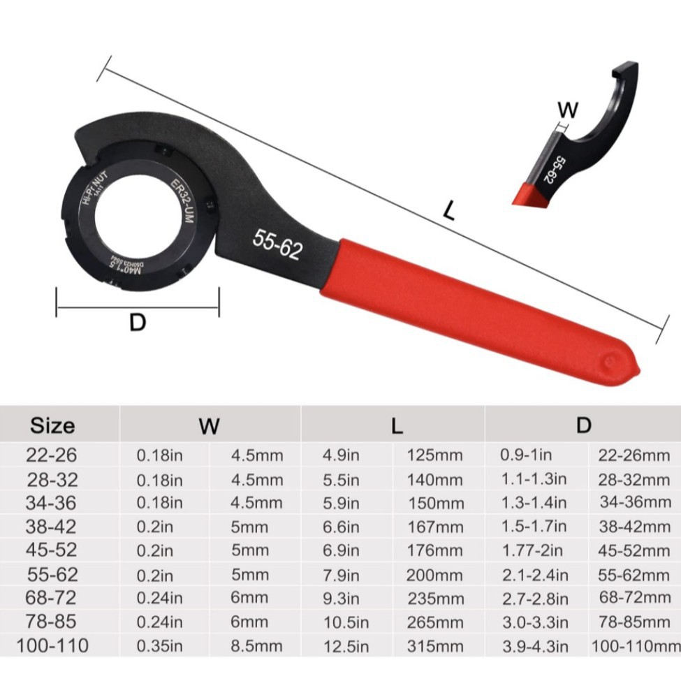 Factory direct sales of crescent wrenches, hook wrenches, shock absorbers, cylinder C-type disassembly tools, cross-border bestsellers Specification drawing