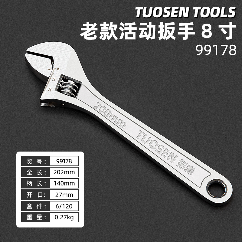 Tuosen Hardware Tools' adjustable wrenches, industrial-grade wrenches, 12-inch open-end wrenches, and 15-inch adjustable wrenches undefined