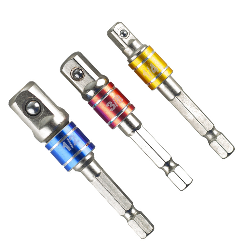 Yunbei 3PC silver-black color rod steel ball joint rod Square to hexagonal Joint 1/4 3/8 1/2 Black silver-black color rod set Item Picture