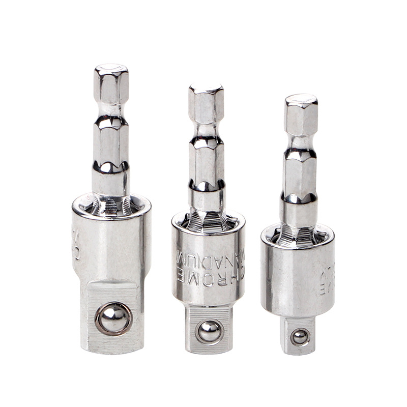 360-degree 1/4, 3/8 large, medium and small air wrench, hexagonal handle to square head socket conversion connection rod Item Picture