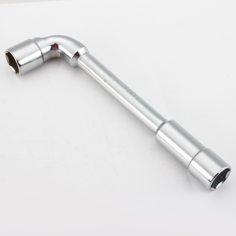 Multi-functional L-type CRV mirror chrome-plated double-head 7-shaped L-type milled pipe perforated hexagonal elbow socket wrench Item Picture