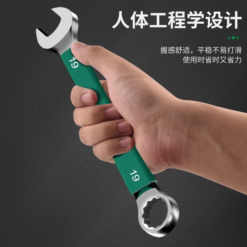 Wrench tool set: Dual-purpose wrench, open-end plastic-coated handle wrench, complete set of tools, all-purpose wrench collection Application Scenario