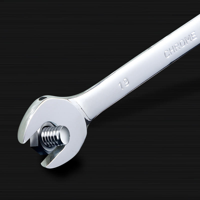 A set of dual-purpose chromium-vanadium steel mirror surface manual chromium-plated open-end wrenches, double-ended open-end wrenches Specification drawing