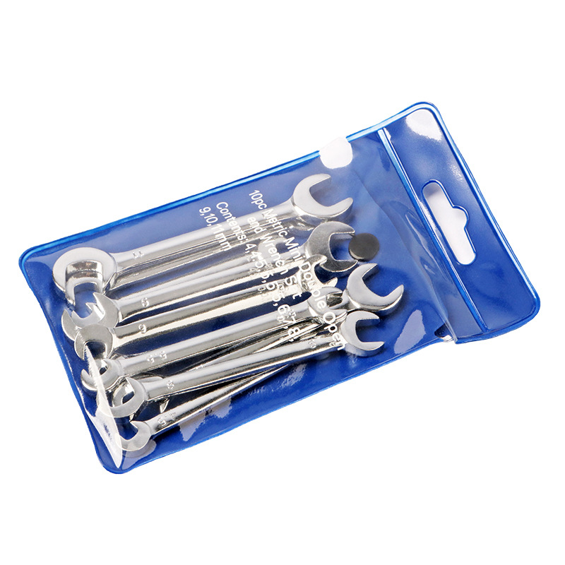 10-piece set of metric and imperial mini open-end dual-purpose wrenches, double-head open-end dual-purpose wrenches, fixed wrench tools, 4-11mm Item Picture