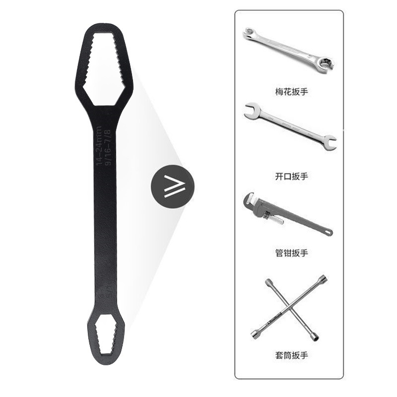 Multi-functional box wrench, universal double-head self-tightening glasses fixed head wrench, 8-22mm household movable wrench details Picture