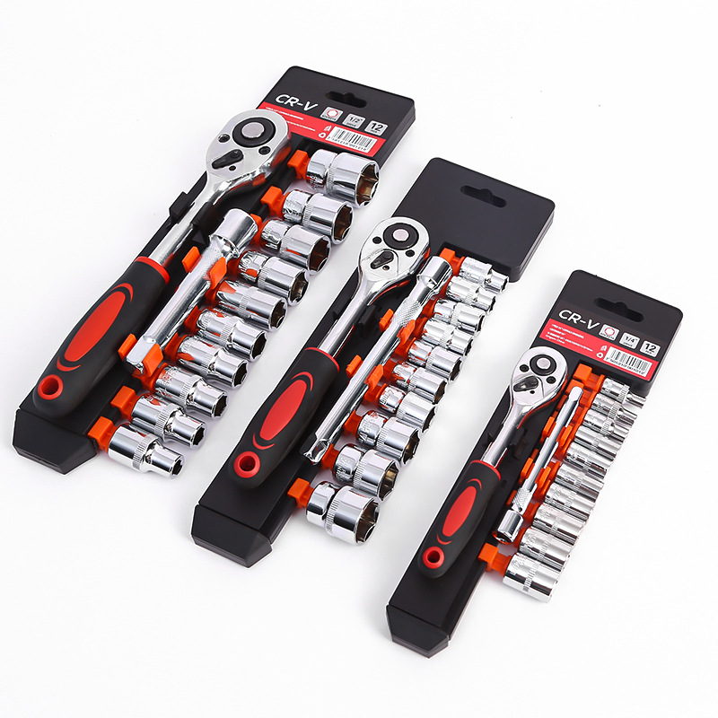 Factory wholesale ratchet quick socket 12-piece set wrenches, auto repair and maintenance small, medium and large fly hardware tools Item Picture