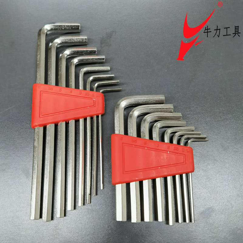 Niu Li L-shaped Allen wrench 8-piece set with ball joint, multi-functional household hardware accessory tool, nickel-plated and hardened details Picture