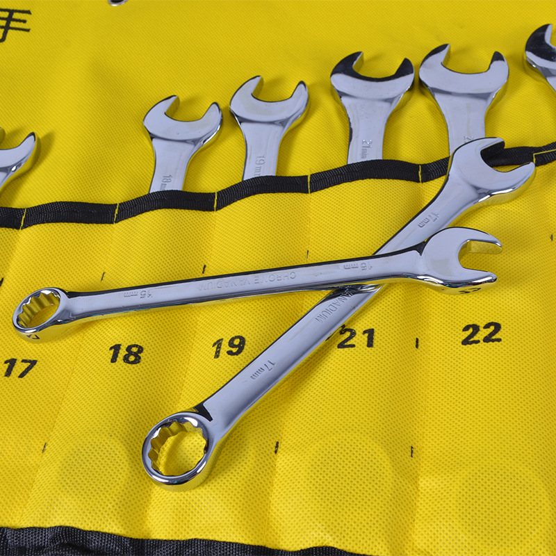 Plum blossom open-end dual-purpose wrench set 8mm-24mm mirror wrench dual-purpose fixed-head wrench auto repair tool combination Specification drawing