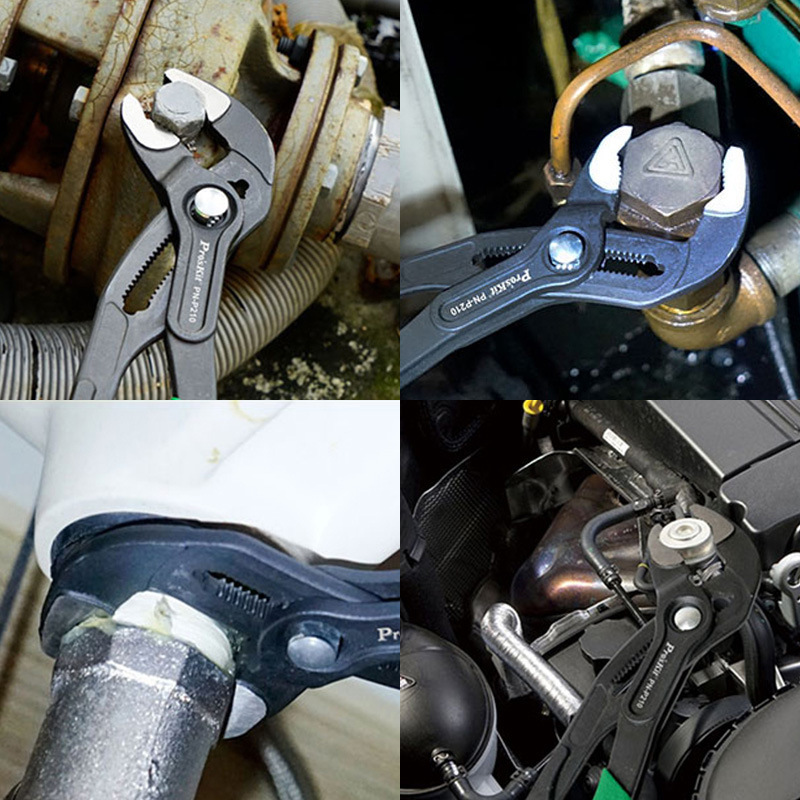 Taiwan Baogong 10-inch pump wrench PN-P210 Quick-adjustment multi-functional adjustable pipe wrench wrench pipe Application Scenario