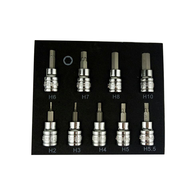 The manufacturer's new 3/810PC chromium-vanadium steel screwdriver sleeve tool set is a small machine repair, auto repair and household tool set full figure