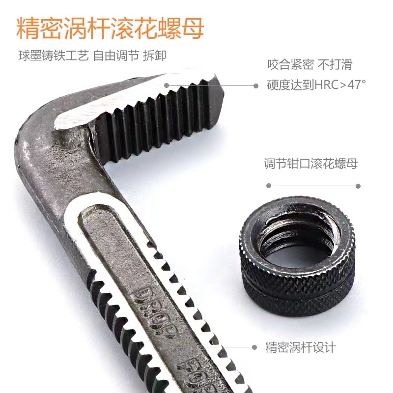 Household pipe wrenches, American heavy-duty pipe wrenches, pipe pliers, multi-functional live pliers, hook-shaped pipe wrenches, plumbing tools Specification drawing