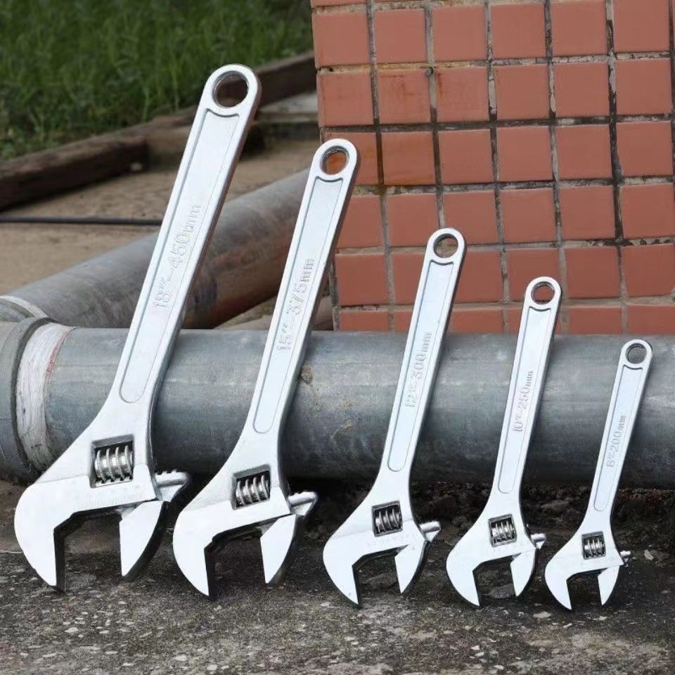 Adjustable wrench, hardware household tools, universal large opening wrench, multi-functional universal 6-inch, 8-inch and 10-inch wrenches details Picture