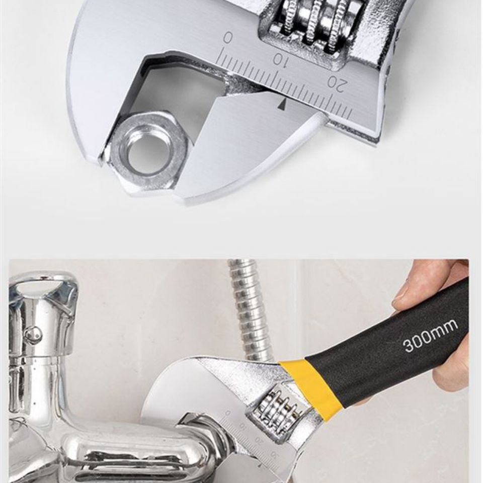 Wholesale of hardware tools, adjustable wrenches, European-style plastic-coated multi-functional bathroom industrial grade universal adjustable socket open-end wrenches details Picture