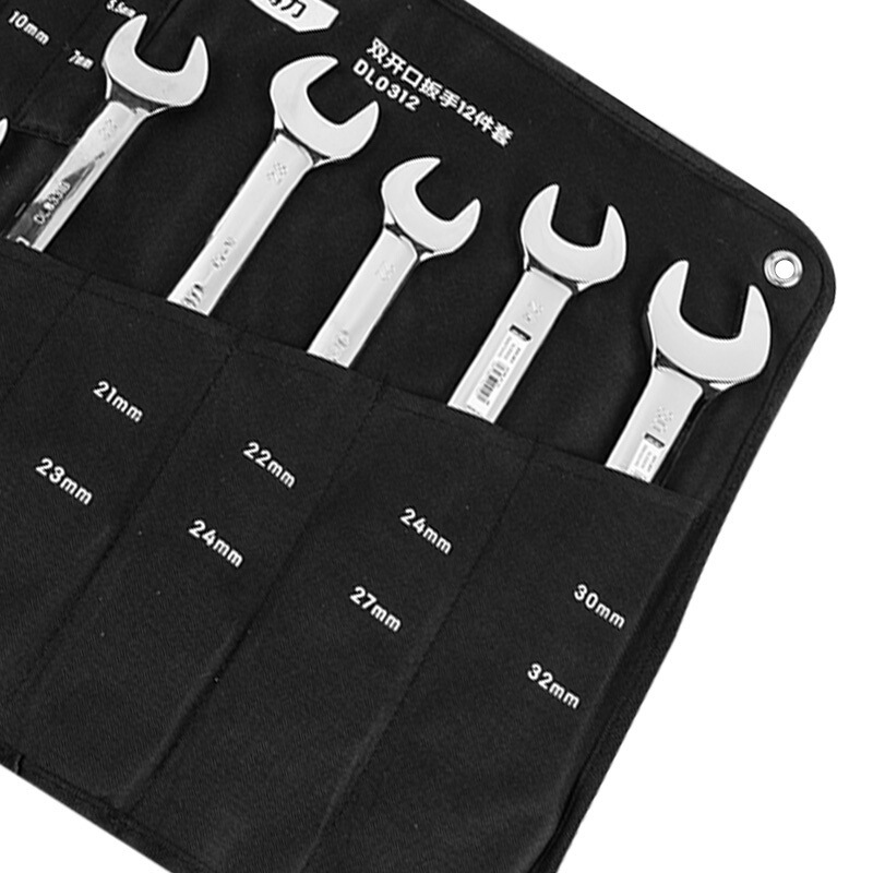 Deli Tools Mirror Double-opening Wrench Set, Double fixed Head wrench, chromium-vanadium steel DL0312 08 10 details Picture