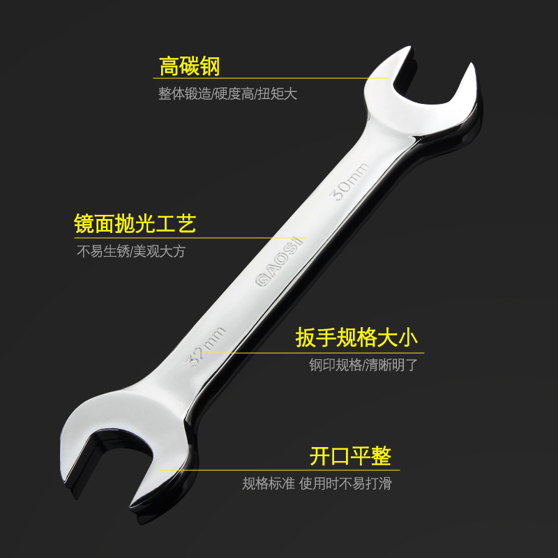 Manufacturer's 6-55mm open-end wrench, hardware tools, mirror double-ended open-end wrench, fork wrench, auto repair accessories details Picture