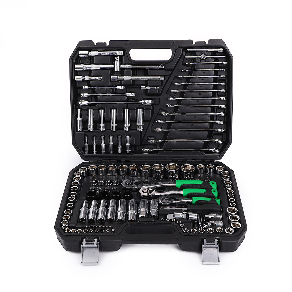 150PCS set of household toolbox, portable car repair kit, large, medium and small flying ratchet wrench socket combination undefined
