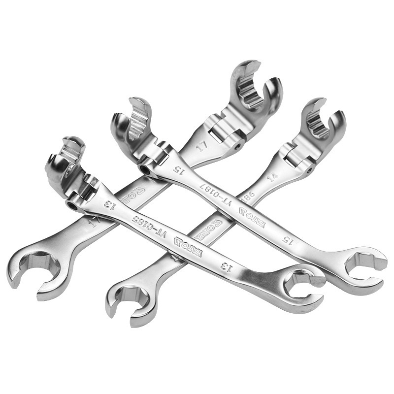 The Ertuo live head oil pipe wrench is a dual-purpose double-head open fork socket machine for disassembling brake oil pipes, specifically designed for auto repair details Picture