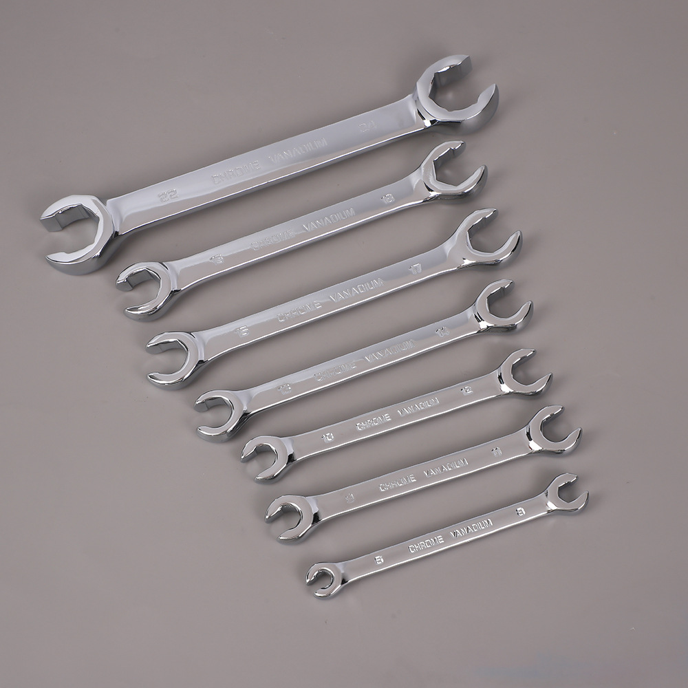 Industrial-grade double-head open oil pipe wrench, special disassembly wrench for automotive brake oil pipes, manual tool set Specification drawing