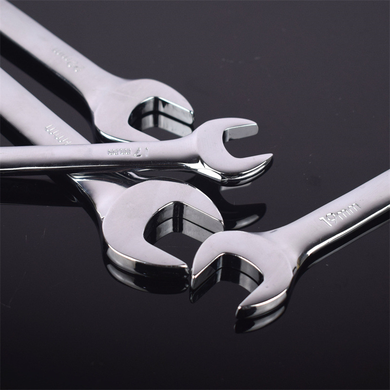 Mirror-finish opening plum blossom double-ended wrench, multi-functional dual-purpose wrench, hardware auto repair tools wholesale Specification drawing