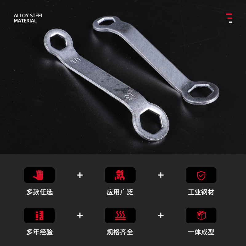 The manufacturer supplies thin closed-end wrenches with disposable box wrenches and iron sheet stamping open-end and closed-end tools Specification drawing