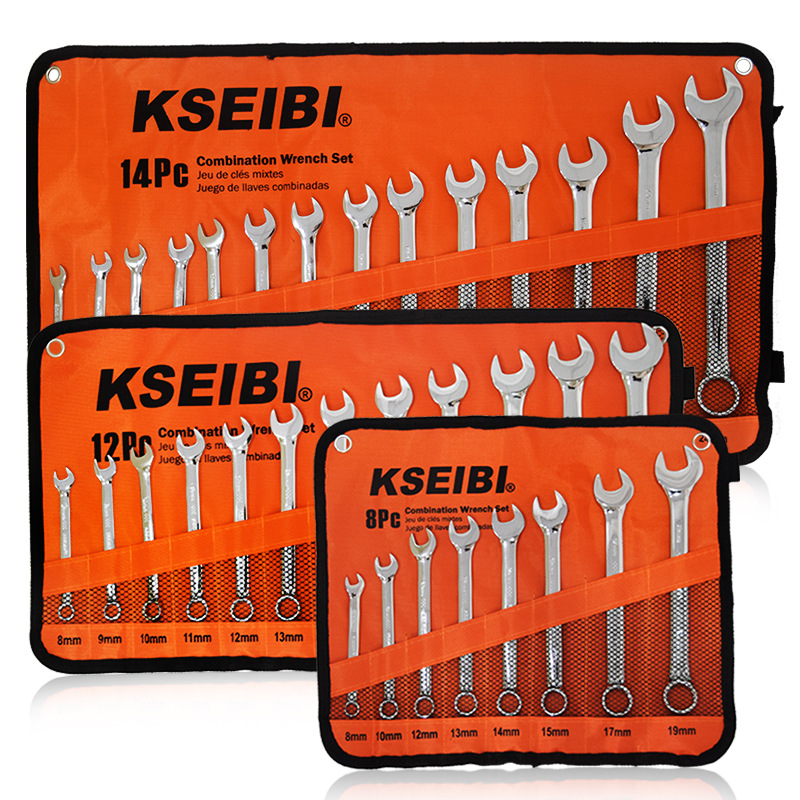 Chromium-vanadium steel dual-purpose rigid wrench set, multi-specification mirror surface plum blossom opening dual-purpose wrench, auto repair hardware tools full figure
