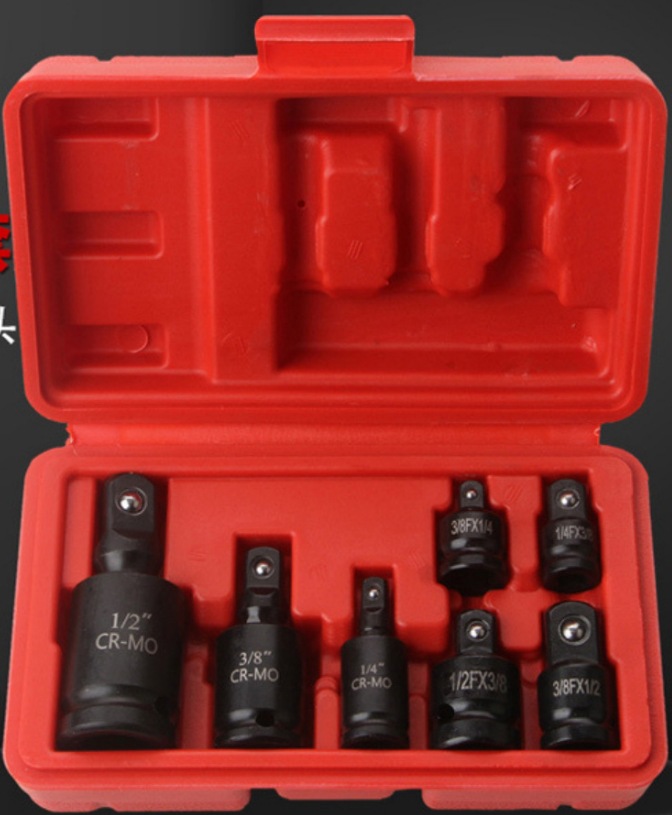 Pneumatic 6-piece heavy-duty adapter set, wind cannon large, medium, large, 3/4 small, sleeve, square and conversion head undefined