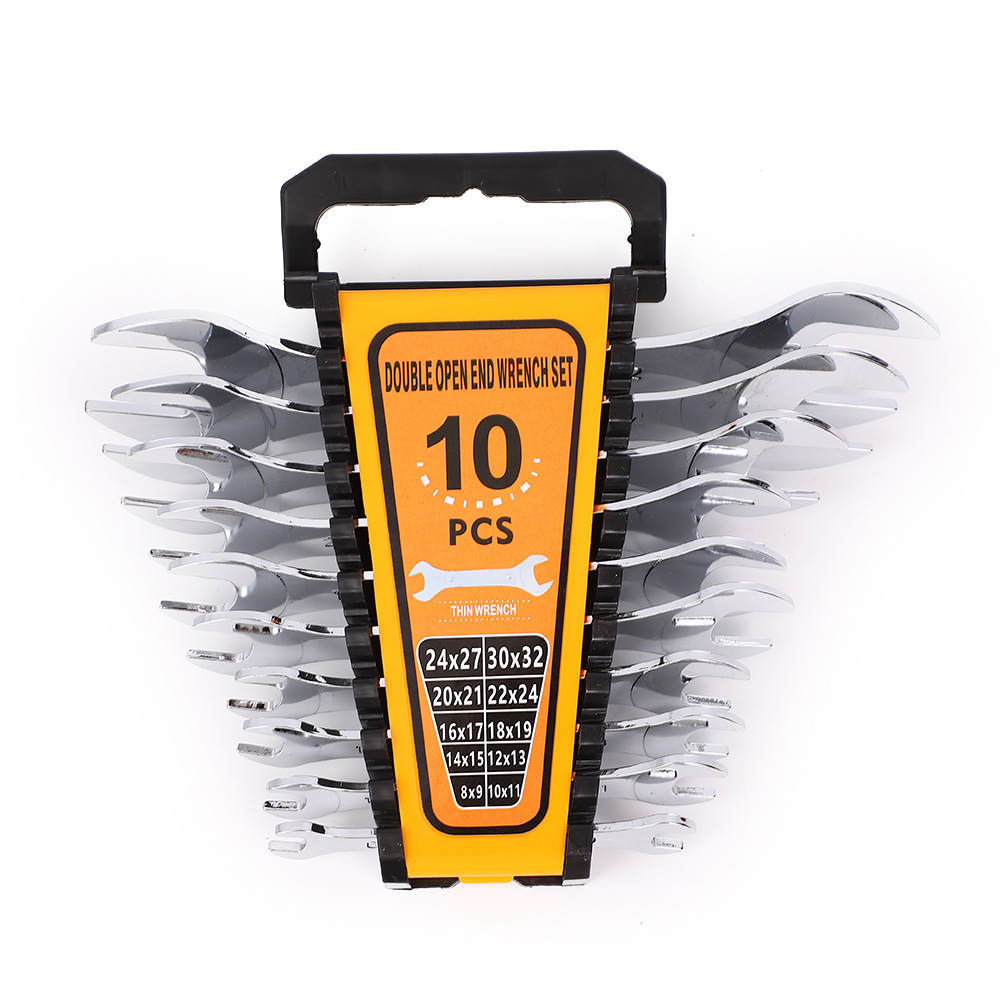 Double-head mirror wrench, ultra-thin, multi-specification fixed head plastic clamp set, fixed wrench, household portable and maintenance dual-purpose tool Specification drawing