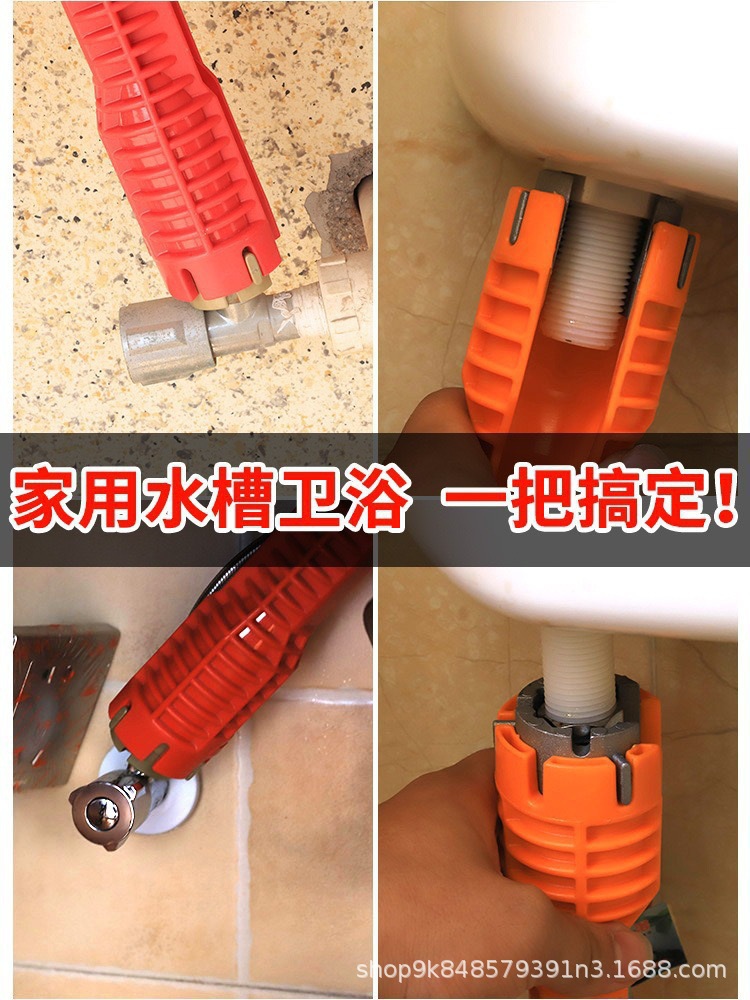 Wholesale water pipe faucet sink wrench, new eight-in-one bathroom Angle valve universal disassembly and installation tool wrench Application Scenario