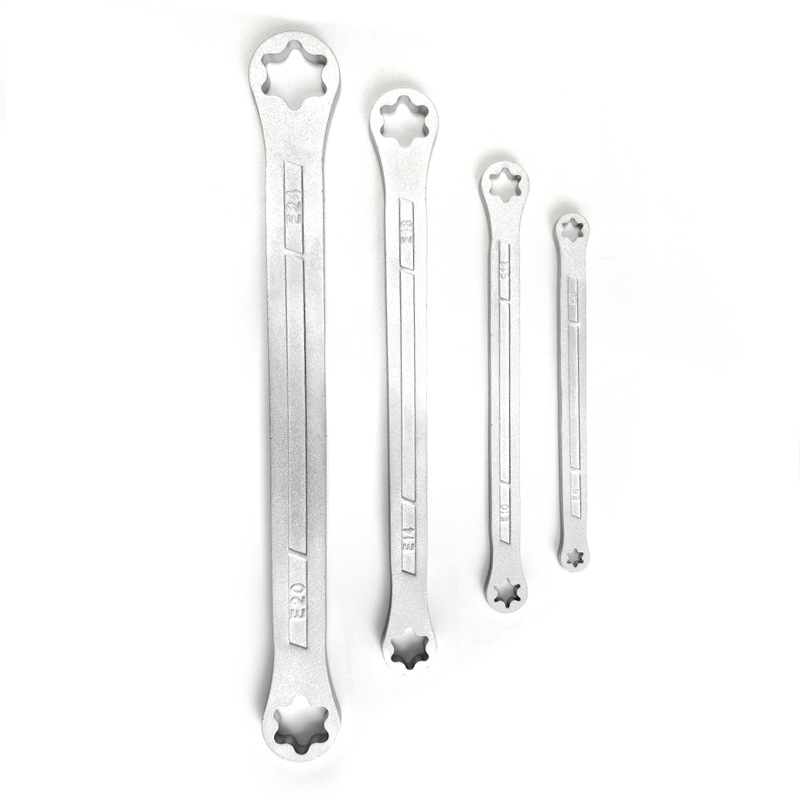 E-type double-head box wrench with six inner wrenches set, matte auto repair tool wrench four-piece set Item Picture