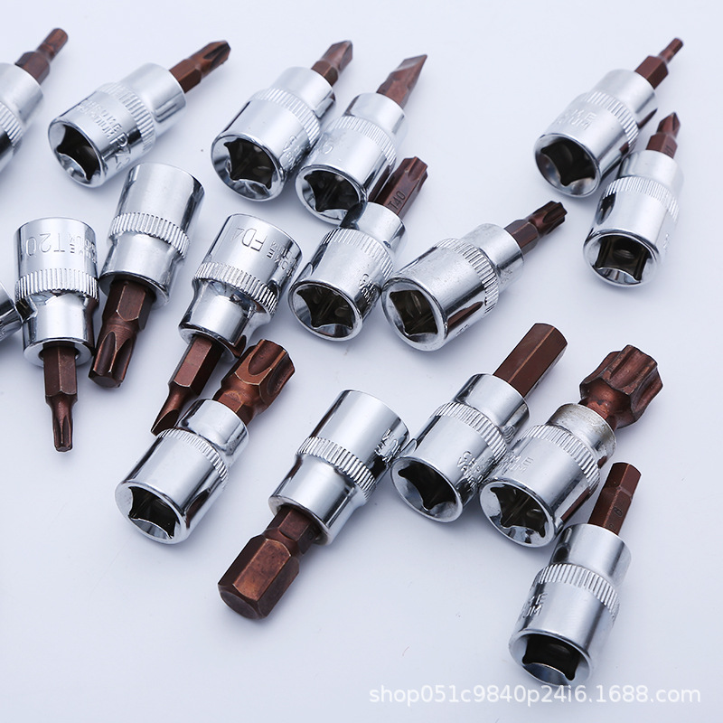 3/8 Zhongfei screwdriver sleeve manual screwdriver sleeve, hexagon socket, plum blossom cross, one-character cross, 10mm screwdriver head details Picture