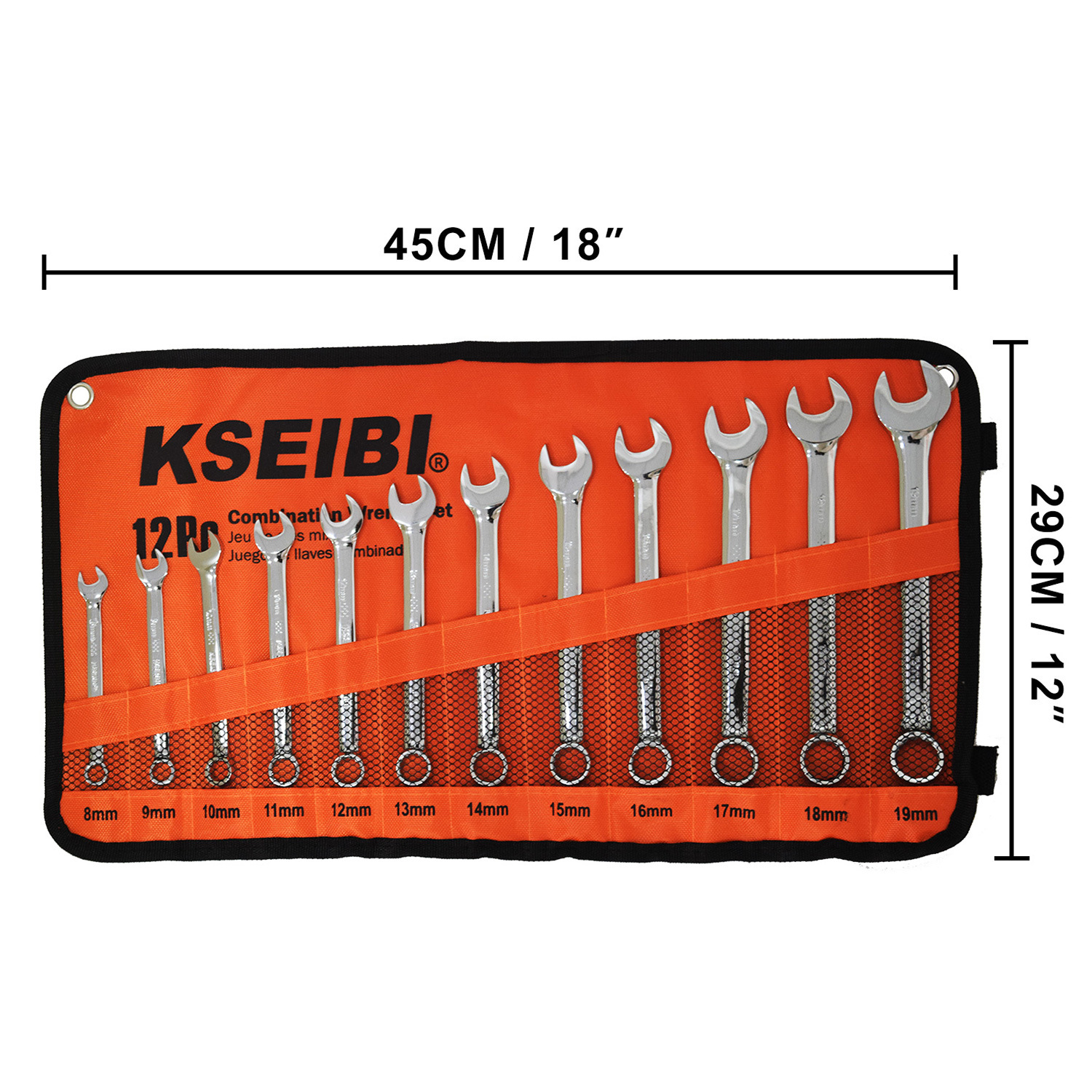 Chromium-vanadium steel dual-purpose rigid wrench set, multi-specification mirror surface plum blossom opening dual-purpose wrench, auto repair hardware tools undefined