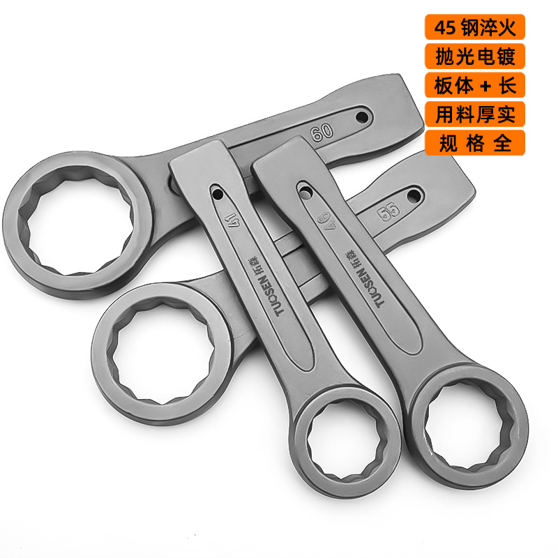 Tuosen Hardware Tools Straight handle single-head box wrench, multi-functional manual wrench for auto repair, heavy-duty striking wrench details Picture