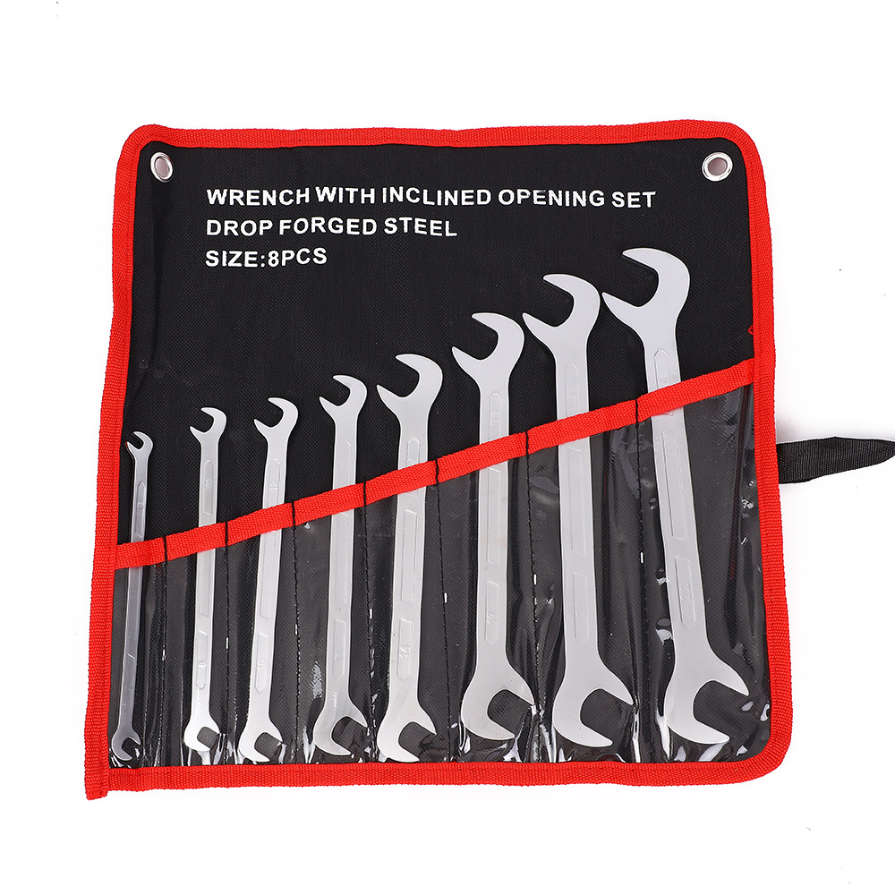 Double-head ultra-thin extended 45-degree fixed fixed-head frosted side-opening wrench set with special-shaped cloth bag combination undefined