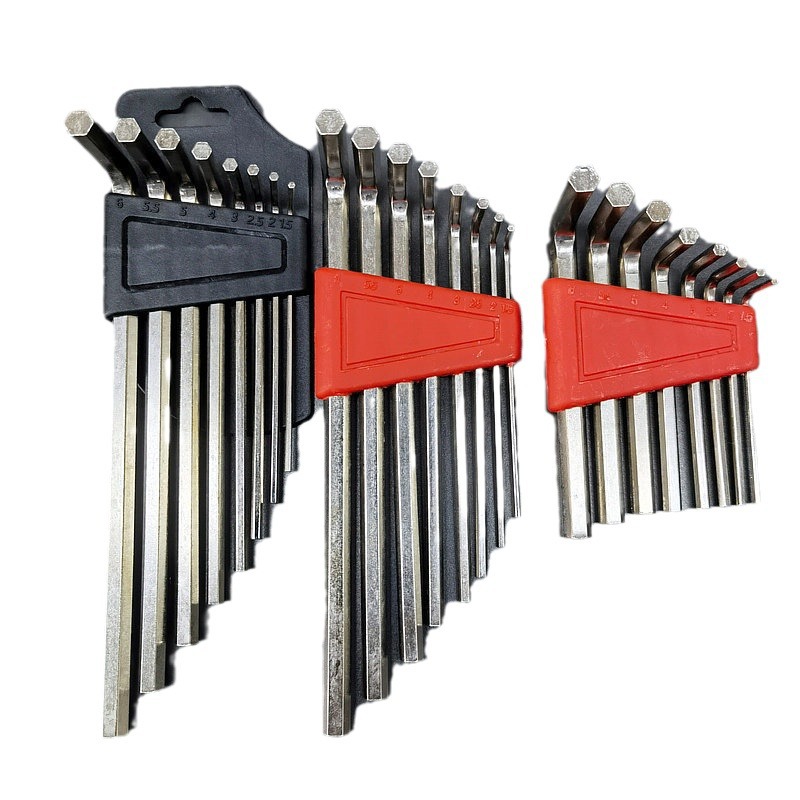 Niu Li L-shaped Allen wrench 8-piece set with ball joint, multi-functional household hardware accessory tool, nickel-plated and hardened Item Picture