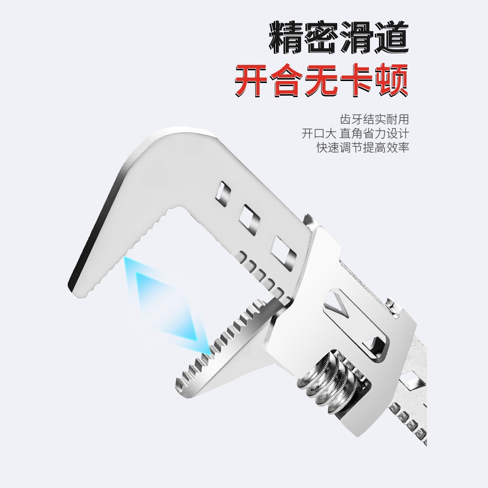 Large opening F-type adjustable wrench, multi-functional opening right-angle wrench, pipe wrench, universal pipe wrench tool Application Scenario