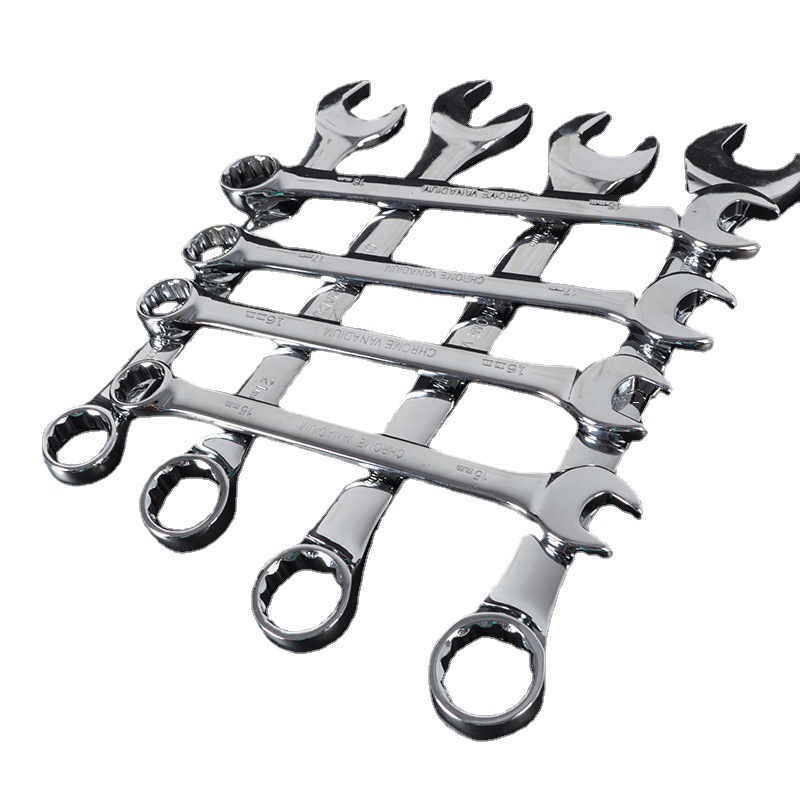 Plum blossom open-end dual-purpose wrench set 8mm-24mm mirror wrench dual-purpose fixed-head wrench auto repair tool combination Item Picture