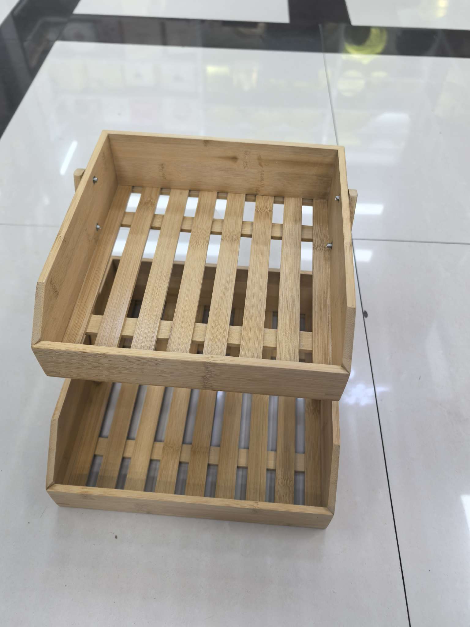 日用百货竹制二层收纳筐