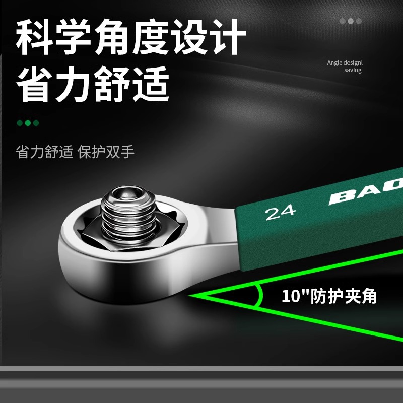 Wrench tool set: Dual-purpose wrench, open-end plastic-coated handle wrench, complete set of tools, all-purpose wrench collection details Picture