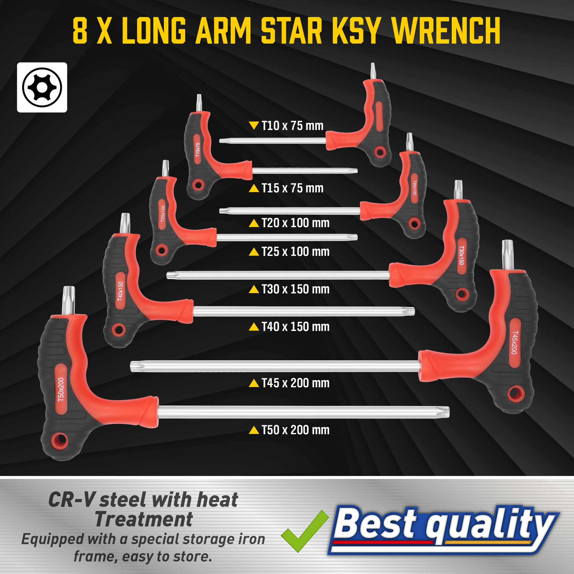 16-piece T-shaped handle star-shaped ball wrench kit with storage box performance maintenance tool available for purchase starting from one piece Specification drawing