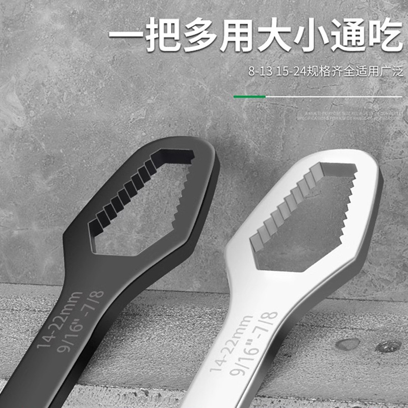 Double-ended box wrench 8-22, multi-functional anti-slip self-tightening adjustable eye wrench, household auto repair manual tool details Picture