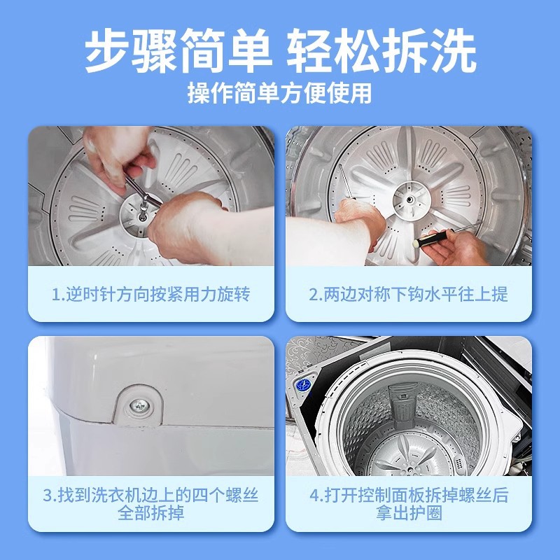 Special disassembly tool set for washing machine inner drum cleaning: drum, agitator, three-fork wrench, socket, multi-functional wrench Specification drawing
