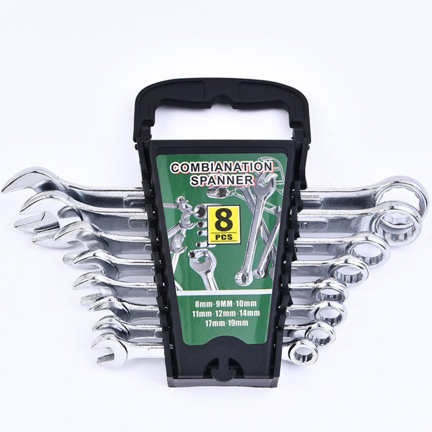 Wrench manufacturer's dual-purpose wrench, plastic shell set dual-purpose wrench, foreign trade set wrench, plastic frame double-ended wrench Specification drawing