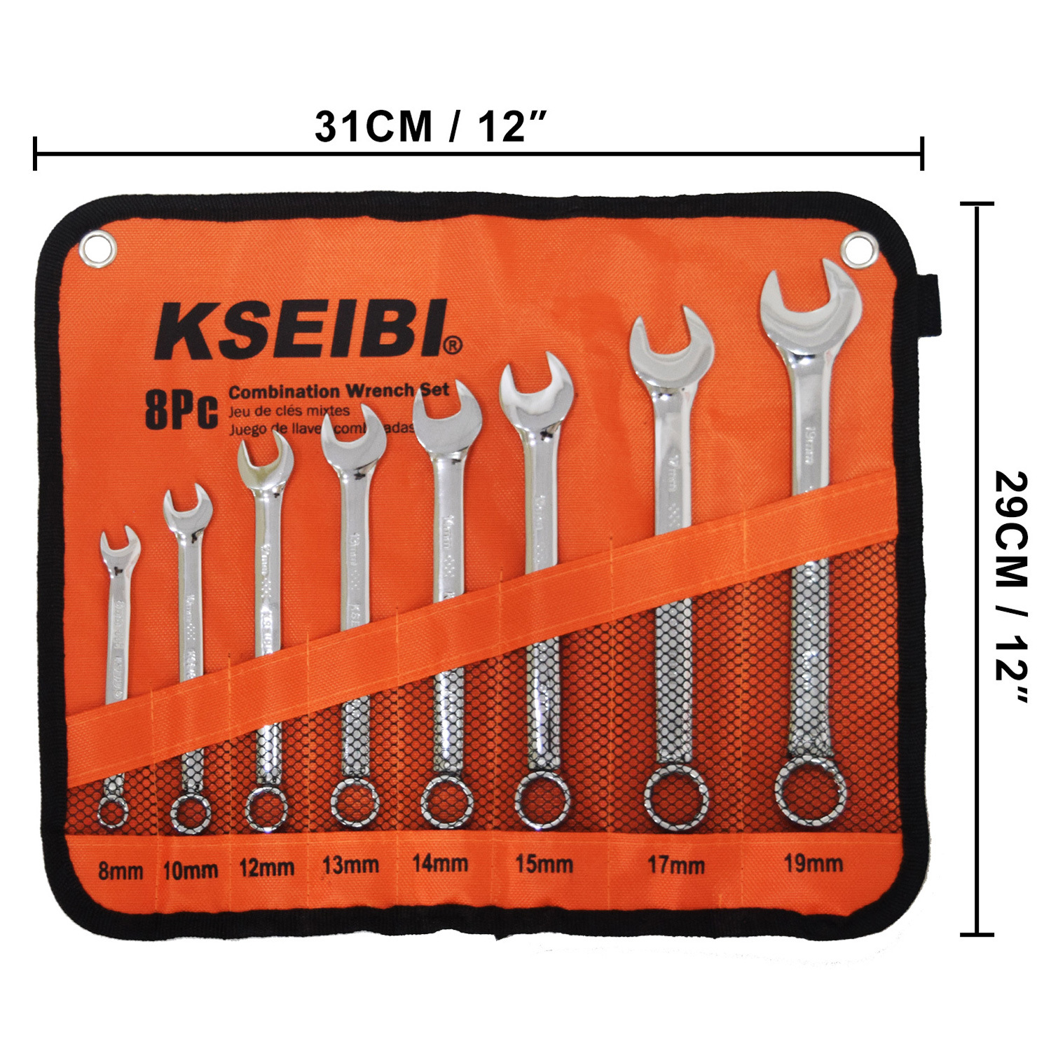 Chromium-vanadium steel dual-purpose rigid wrench set, multi-specification mirror surface plum blossom opening dual-purpose wrench, auto repair hardware tools undefined